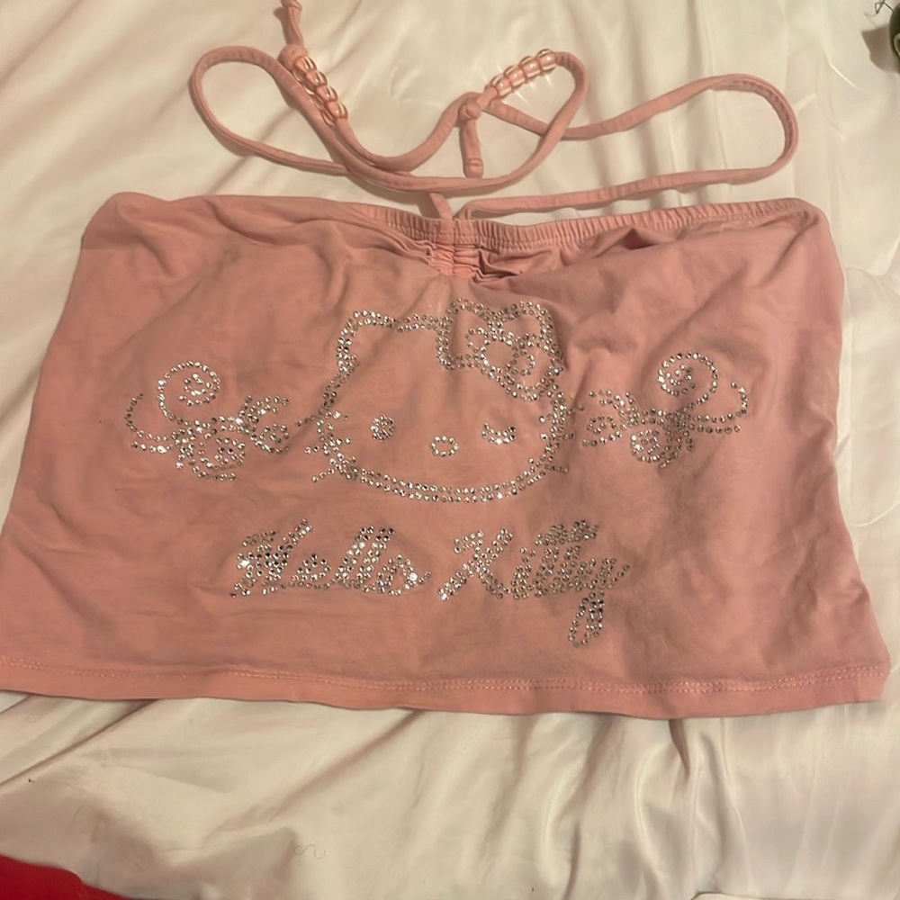 Pink hello kitty rhinestone tube top